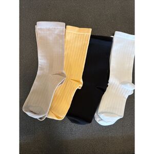 Ribbed Compression Crew Socks 4 Pack Multi Color Women’s Size Small